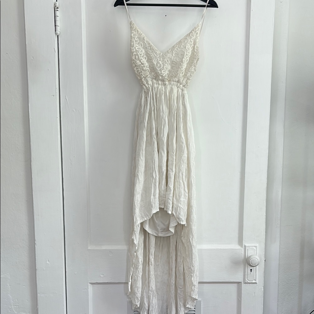 White High Low Sundress with Spaghetti Straps